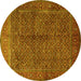 Round Persian Yellow Traditional Rug, tr1616yw