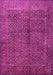 Machine Washable Persian Pink Traditional Rug, wshtr1616pnk