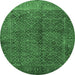 Round Persian Emerald Green Traditional Rug, tr1616emgrn