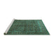 Sideview of Machine Washable Persian Turquoise Traditional Area Rugs, wshtr1616turq