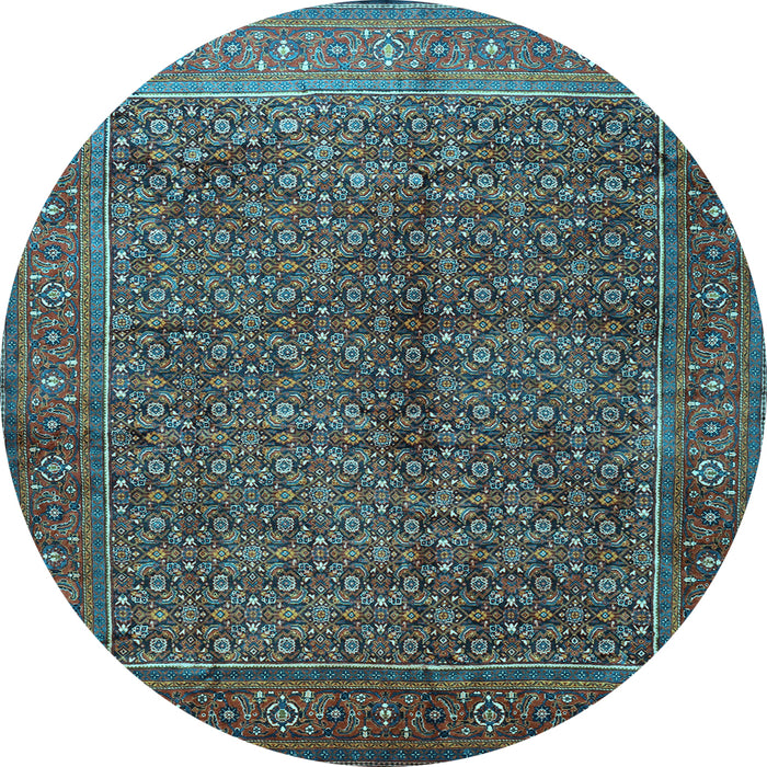 Round Machine Washable Persian Light Blue Traditional Rug, wshtr1616lblu