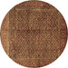 Round Persian Brown Traditional Rug, tr1616brn