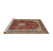 Sideview of Machine Washable Traditional Vermilion Red Rug, wshtr1617