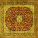 Square Machine Washable Persian Yellow Traditional Rug, wshtr1617yw