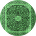 Round Persian Emerald Green Traditional Rug, tr1617emgrn