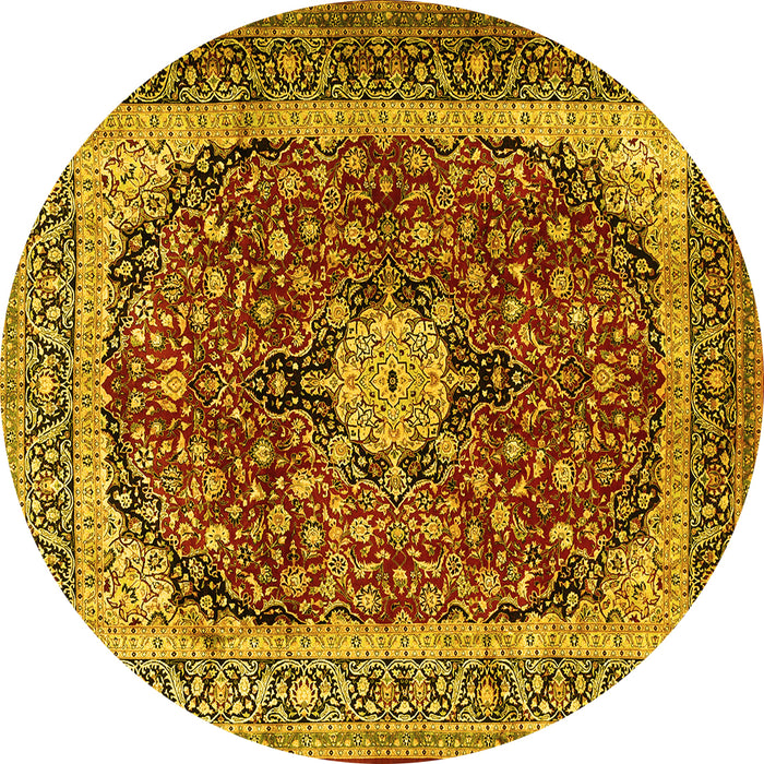 Round Persian Yellow Traditional Rug, tr1617yw