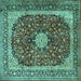 Square Machine Washable Persian Turquoise Traditional Area Rugs, wshtr1617turq