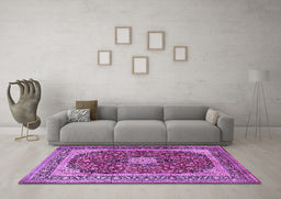Machine Washable Persian Purple Traditional Area Rugs in a Living Room, wshtr1617pur