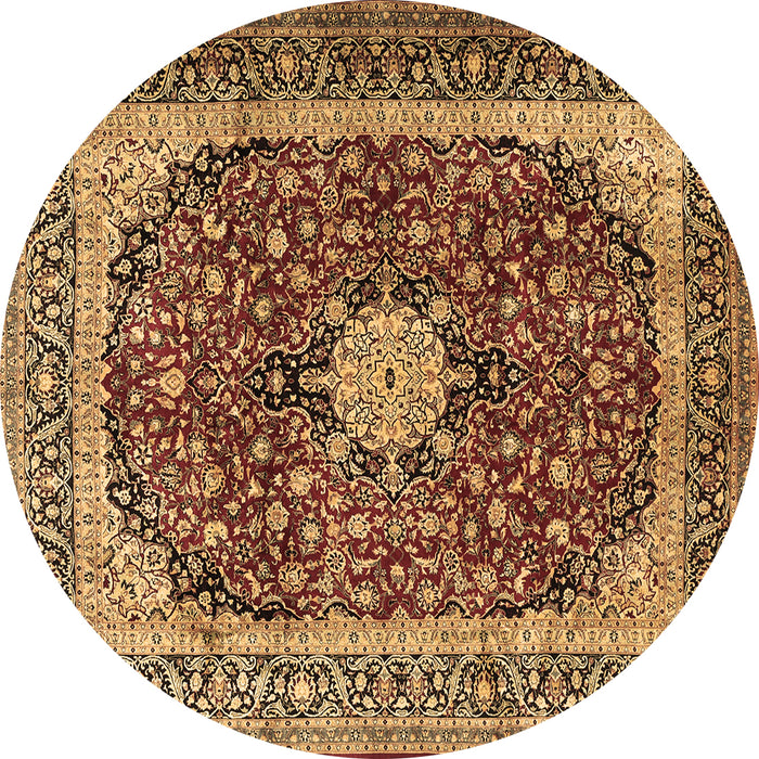 Round Persian Brown Traditional Rug, tr1617brn