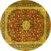 Round Machine Washable Persian Yellow Traditional Rug, wshtr1617yw