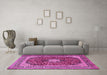 Machine Washable Persian Pink Traditional Rug in a Living Room, wshtr1617pnk