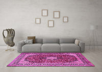 Machine Washable Persian Pink Traditional Rug, wshtr1617pnk