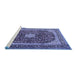 Sideview of Machine Washable Persian Blue Traditional Rug, wshtr1617blu