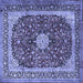 Square Machine Washable Persian Blue Traditional Rug, wshtr1617blu