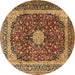 Round Machine Washable Persian Brown Traditional Rug, wshtr1617brn