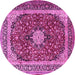 Round Machine Washable Persian Pink Traditional Rug, wshtr1617pnk