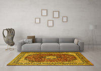 Machine Washable Persian Yellow Traditional Rug, wshtr1617yw