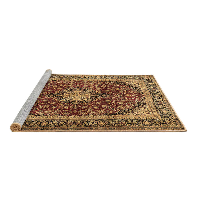 Sideview of Machine Washable Persian Brown Traditional Rug, wshtr1617brn