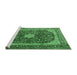 Sideview of Machine Washable Persian Emerald Green Traditional Area Rugs, wshtr1617emgrn