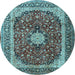 Round Machine Washable Persian Light Blue Traditional Rug, wshtr1617lblu