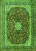 Serging Thickness of Machine Washable Persian Green Traditional Area Rugs, wshtr1617grn