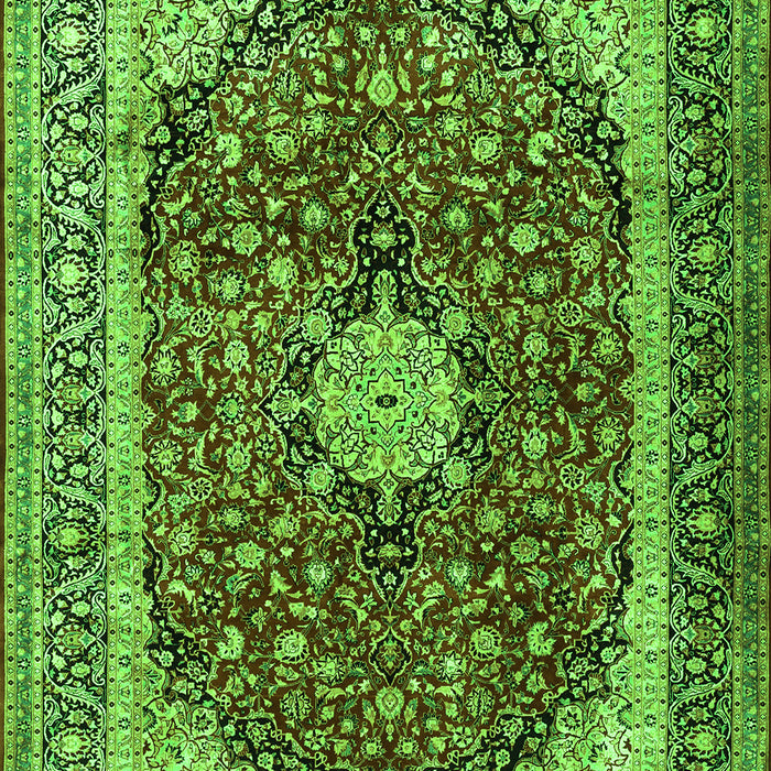 Serging Thickness of Machine Washable Persian Green Traditional Area Rugs, wshtr1617grn