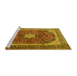 Sideview of Machine Washable Persian Yellow Traditional Rug, wshtr1617yw