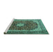 Sideview of Machine Washable Persian Turquoise Traditional Area Rugs, wshtr1617turq