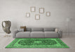 Machine Washable Persian Emerald Green Traditional Area Rugs in a Living Room,, wshtr1617emgrn