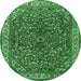 Round Persian Emerald Green Traditional Rug, tr1618emgrn