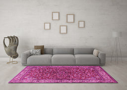 Machine Washable Persian Pink Traditional Rug in a Living Room, wshtr1618pnk
