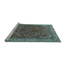 Sideview of Machine Washable Persian Light Blue Traditional Rug, wshtr1618lblu