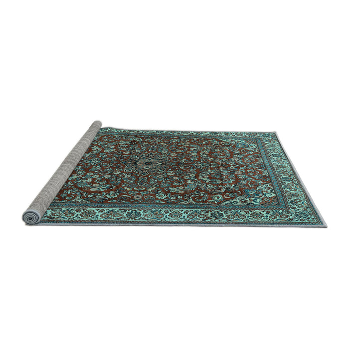 Sideview of Machine Washable Persian Light Blue Traditional Rug, wshtr1618lblu