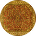 Round Machine Washable Persian Yellow Traditional Rug, wshtr1618yw