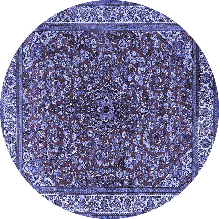 Round Machine Washable Persian Blue Traditional Rug, wshtr1618blu