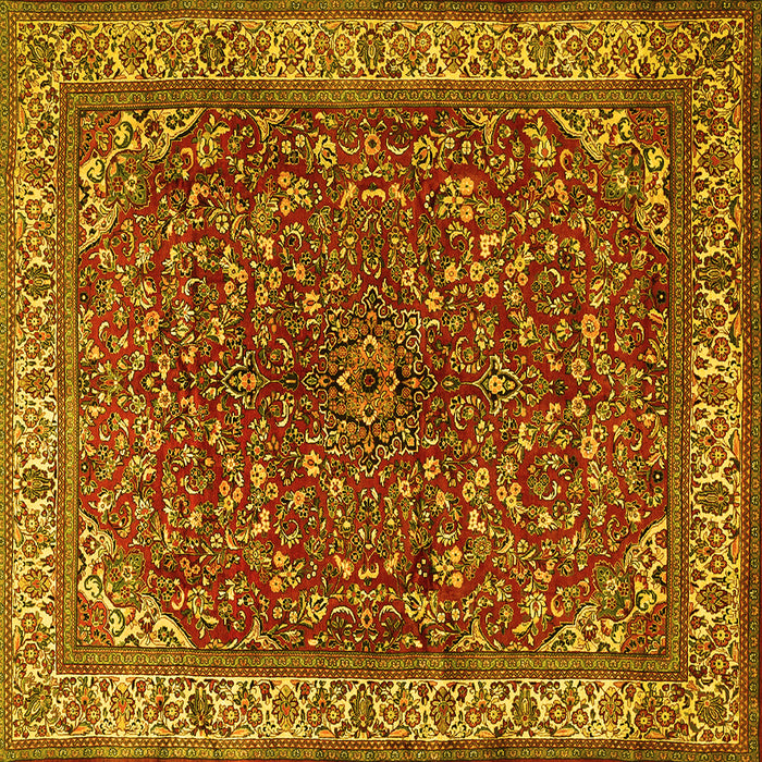 Square Machine Washable Persian Yellow Traditional Rug, wshtr1618yw
