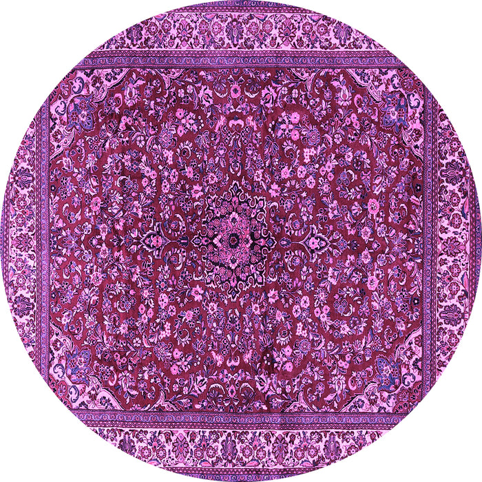 Round Machine Washable Persian Purple Traditional Area Rugs, wshtr1618pur