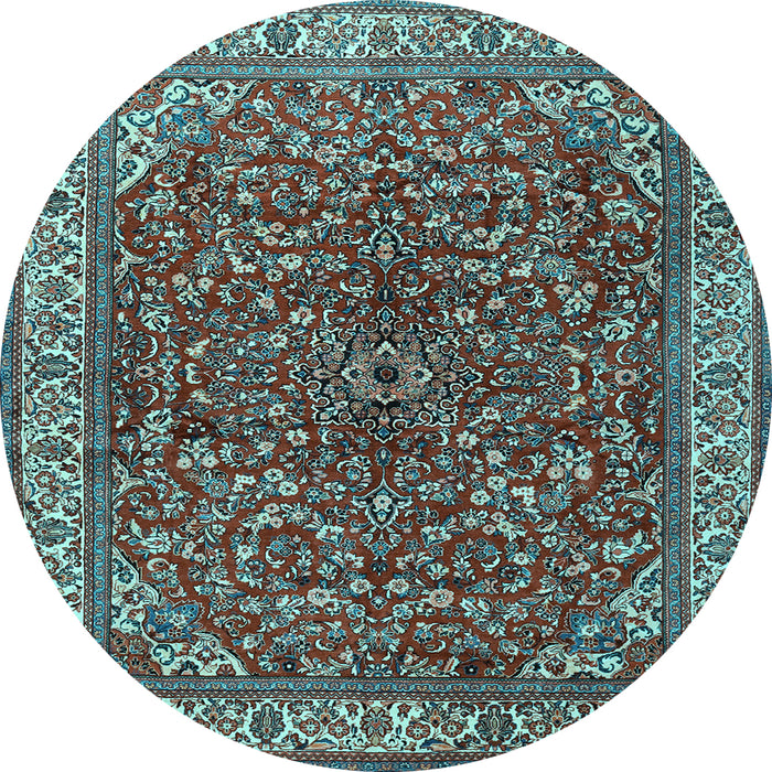 Round Persian Light Blue Traditional Rug, tr1618lblu