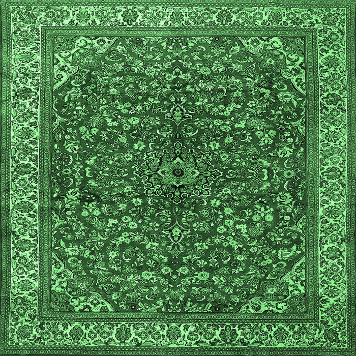 Square Machine Washable Persian Emerald Green Traditional Area Rugs, wshtr1618emgrn
