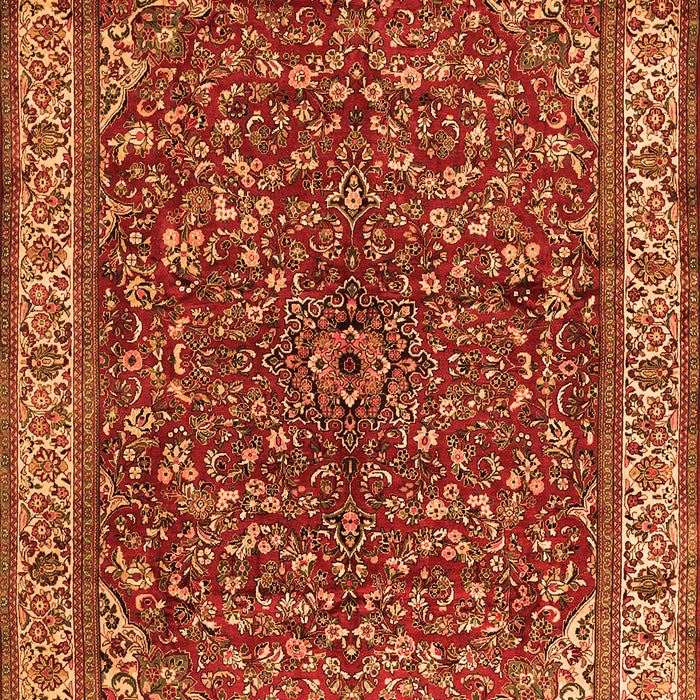 Serging Thickness of Machine Washable Persian Orange Traditional Area Rugs, wshtr1618org