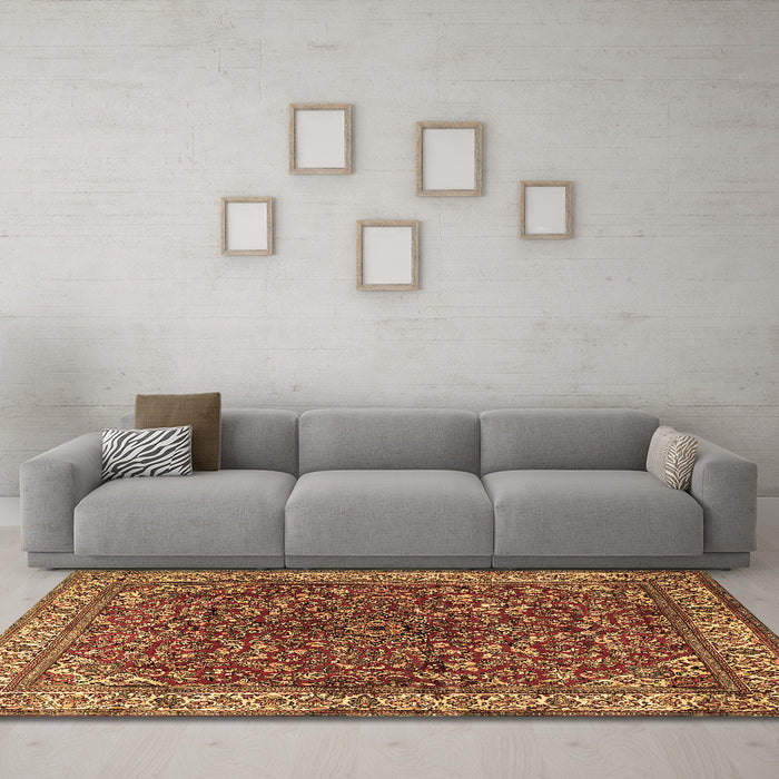 Machine Washable Persian Brown Traditional Rug in a Living Room,, wshtr1618brn