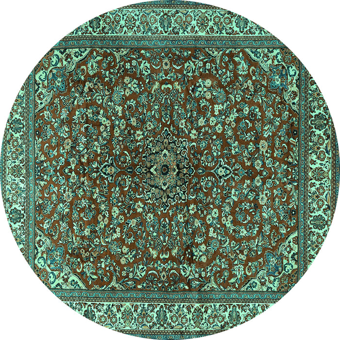 Round Persian Turquoise Traditional Rug, tr1618turq