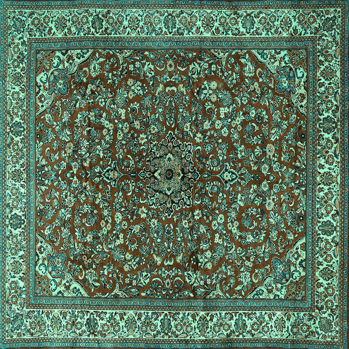 Square Machine Washable Persian Turquoise Traditional Area Rugs, wshtr1618turq