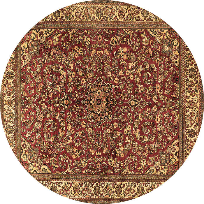 Round Persian Brown Traditional Rug, tr1618brn