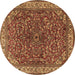 Round Persian Brown Traditional Rug, tr1618brn