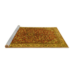 Sideview of Machine Washable Persian Yellow Traditional Rug, wshtr1618yw