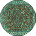 Round Machine Washable Persian Turquoise Traditional Area Rugs, wshtr1618turq