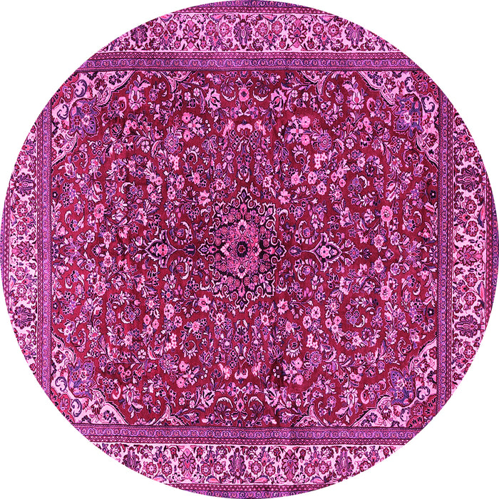 Round Machine Washable Persian Pink Traditional Rug, wshtr1618pnk