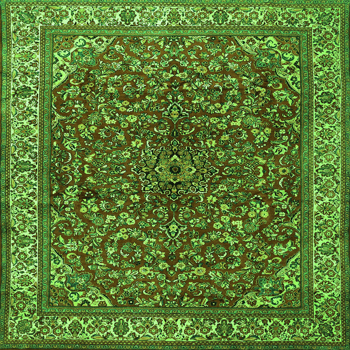 Round Machine Washable Persian Green Traditional Area Rugs, wshtr1618grn