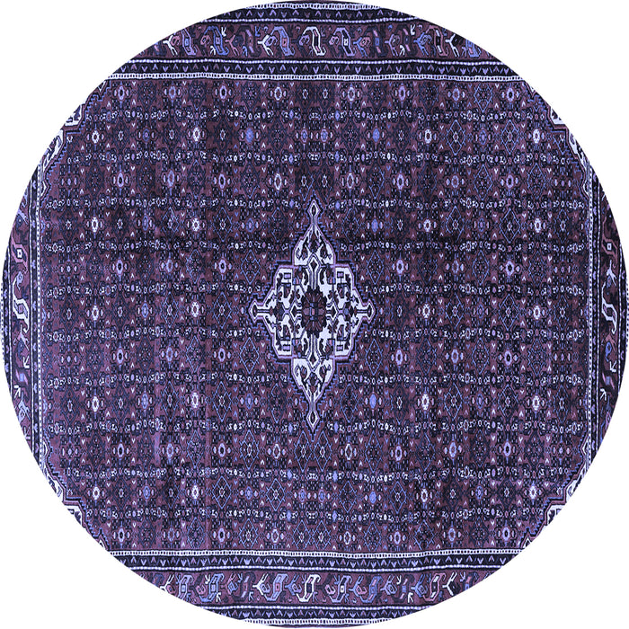 Round Machine Washable Persian Blue Traditional Rug, wshtr1619blu